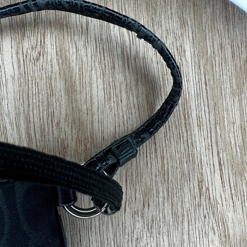 Coach Poppy Black Signature C Wristlet Pouch Bag Silver Logo
